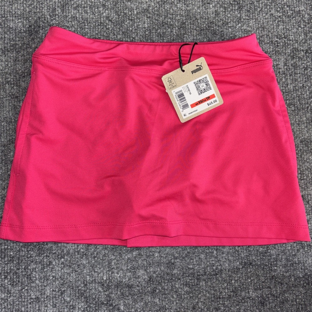 Puma Girls Knit Skirt Youth XS Garnet Rose Pink Golf Tennis Skort 539787 05 NWT